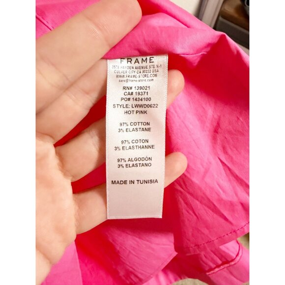 Frame Womens Tie Back Mini Dress Sleeveless Strappy Straight Neck Hot Pink Sz M - Picture 5 of 8